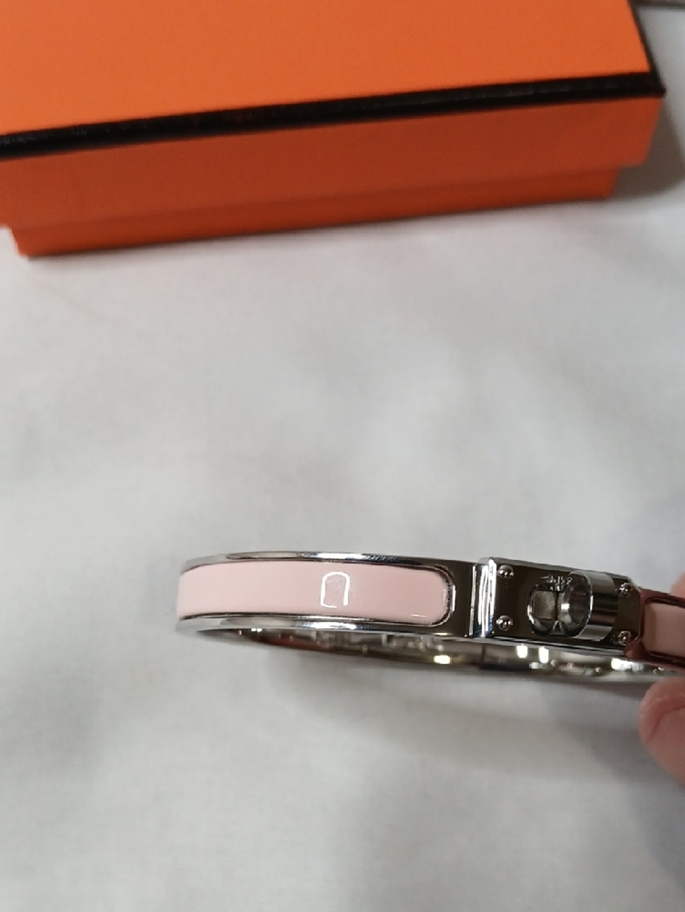 Hermes Pink Enamel Bracelet with Silver Hardware - Picture 2 of 4
